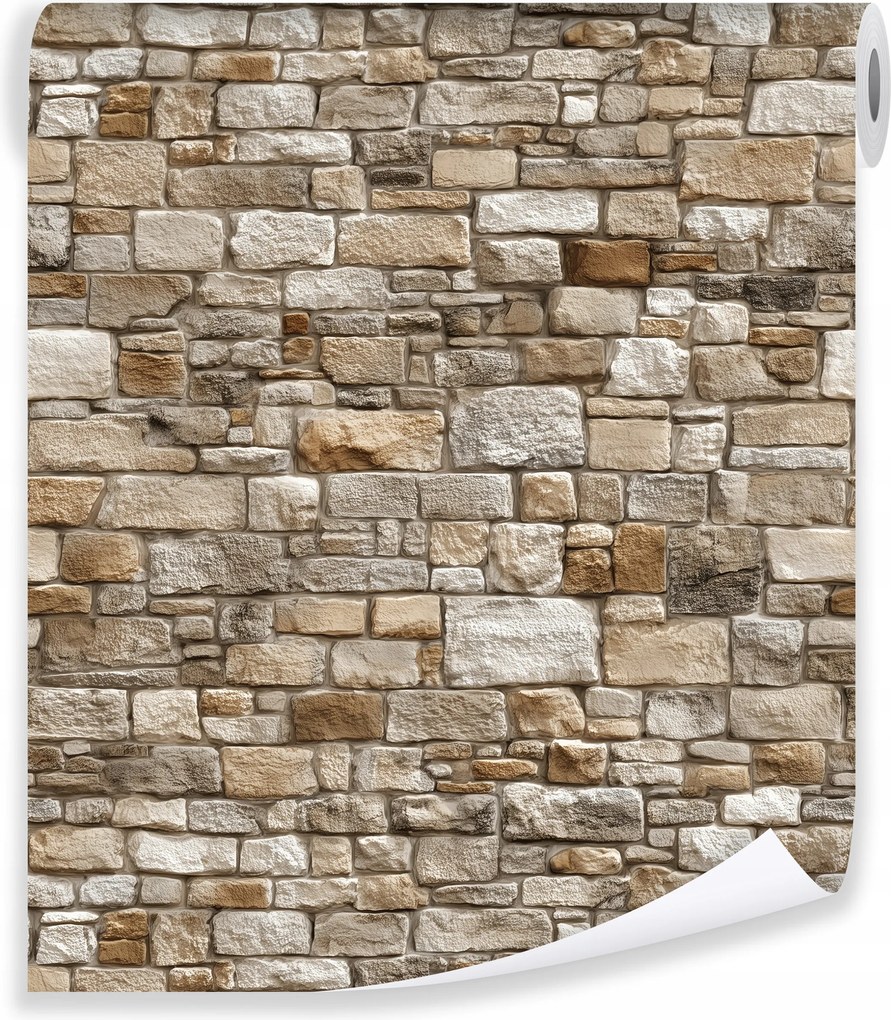 Tapéta Bézs Tégla Szerkezet Fal Flizelin Fal Nappali Hálószoba