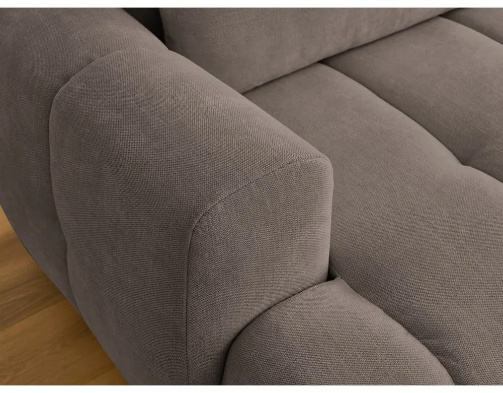 Szürkésbarna kinyitható-tárolóhelyes sarokkanapé (jobb oldali-heverő résszel) Fuji – Bobochic Paris