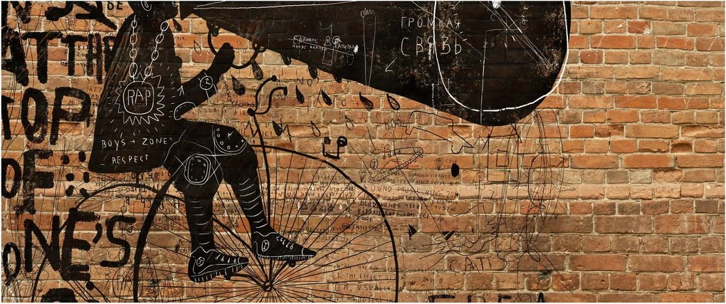 Kép - Férfi kerékpáron Banksy stílusában (120x50 cm)