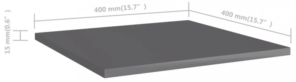 8 db magasfényű szürke szerelt fa könyvespolc 40 x 40 x 1,5 cm