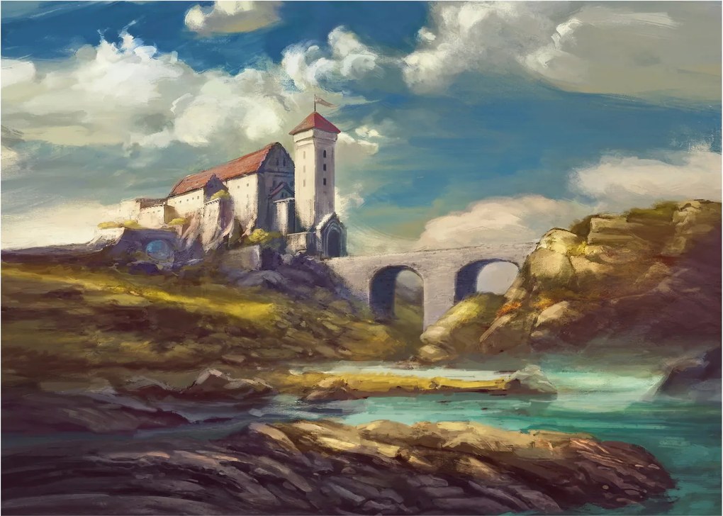 Kép - Középkori vár (üvegen) (70x50 cm)