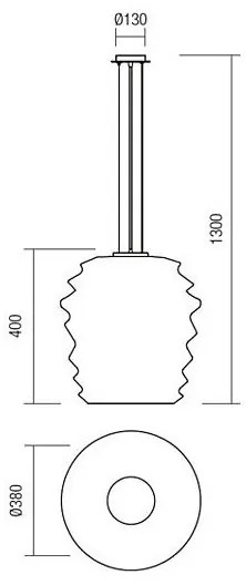 Redo 01-1142 - MAGMA kábelre szerelt függőlámpa 1xE27/42W/230V, Ø 38 cm, fényes króm/fehér