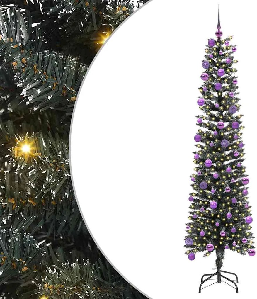 vidaXL Mű karácsonyfa 300 LED-del Zöld 180 cm PVC és Műanyag és Acél