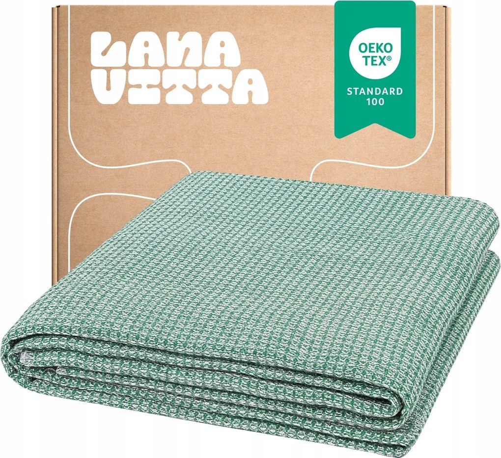 Pamut takaró "Verbena" ágytakaró Pléd Zöld 200×220 cm