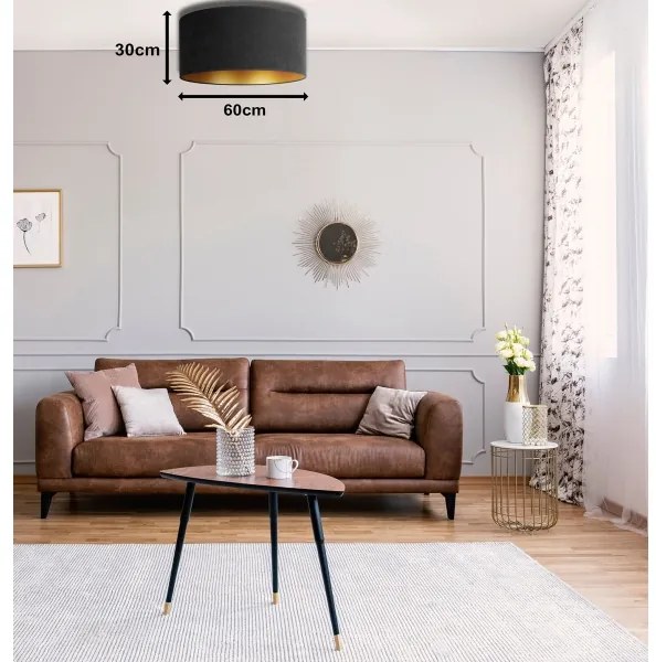 Duolla - Mennyezeti lámpa ROLLER 3xE27/15W/230V á. 60 cm fekete/arany