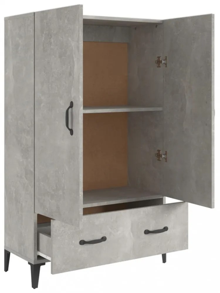 betonszürke szerelt fa magasszekrény 70 x 31 x 115 cm