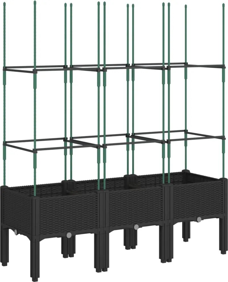 vidaXL fekete polipropilén rácsos kerti ültetőláda 120 x 40 x 142,5 cm