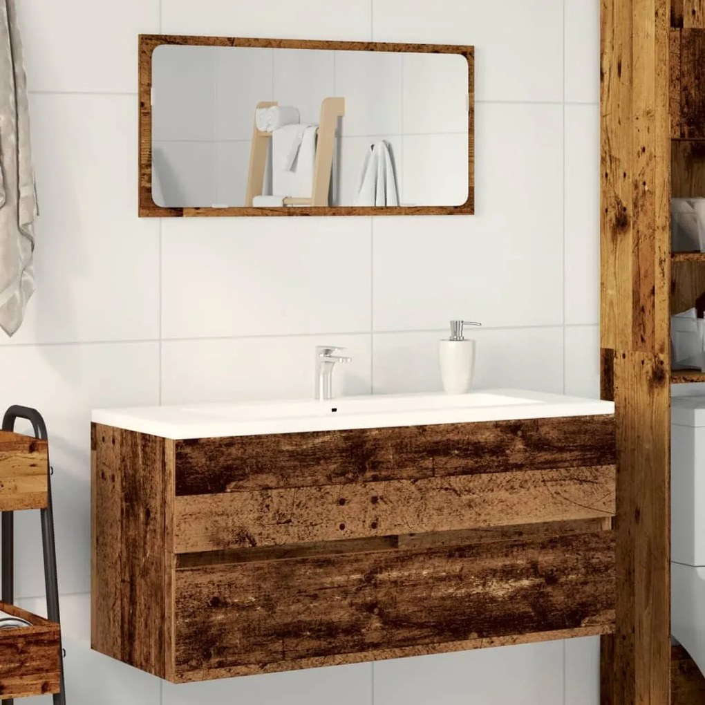 Antik fa színű szerelt fa mosdószekrény 100 x 38,5 x 45 cm
