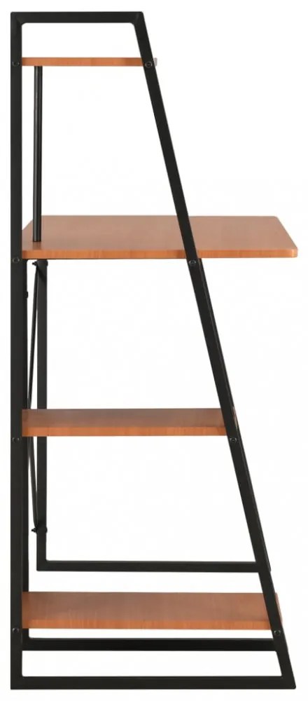 fekete és barna íróasztal polcrendszerrel 102 x 50 x 117 cm