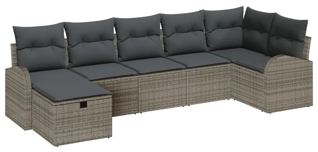 Kerti Kanapé Szett 7 pcs Szürke 289 x 124 x 85 cm Poli rattan
