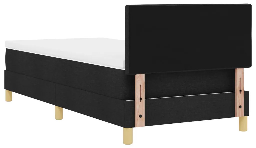 Box spring ágy puha matraccal, fekete, 90x190 cm, szövet