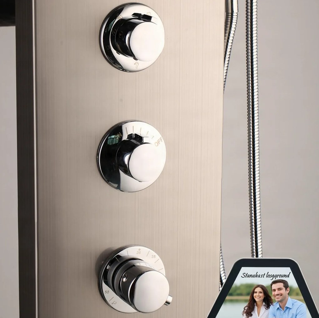 Zuhanypanel EYN TP1912L termosztáttal és masszázsfúvókákkal, falon kívüli kivitelben, többféle felülettel — Sarok
