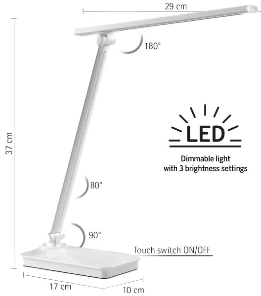 ONLI - LED Dimmelhető asztali lámpa WITH USB port DESKI LED/7W/230V 4000K fehér