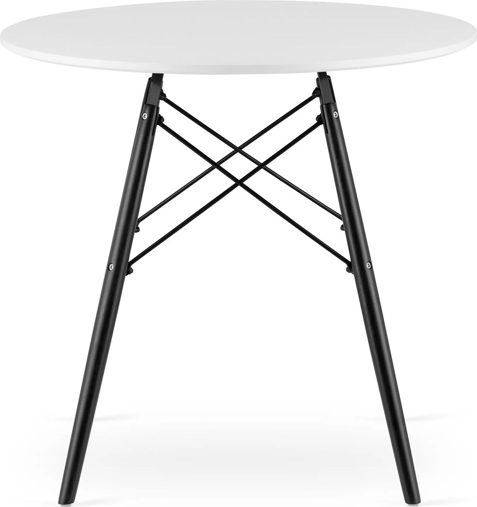 OSLO 80x80 fehér étkezőasztal fekete lábakkal