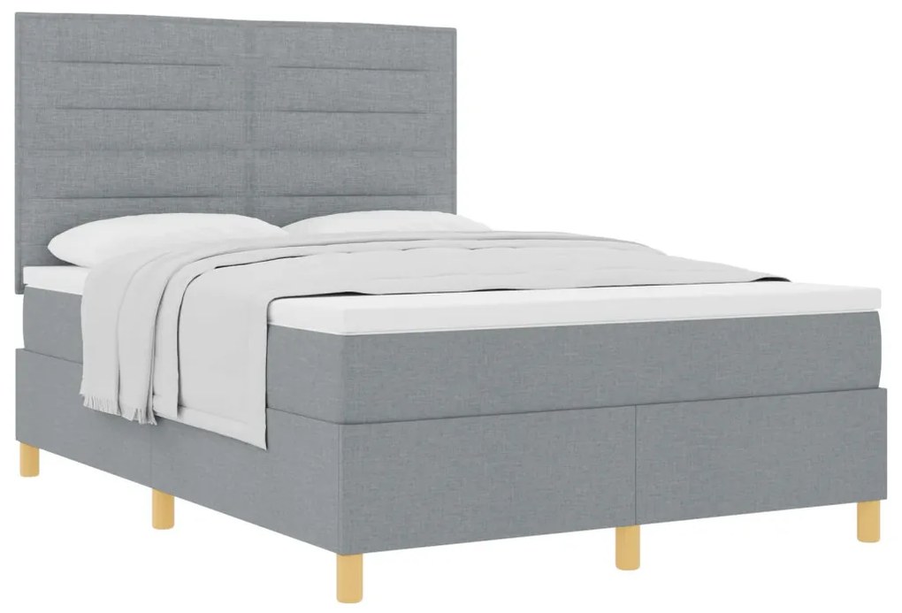 Box Spring Ágy Matraccal Világosszürke 140x190 cm Szövet