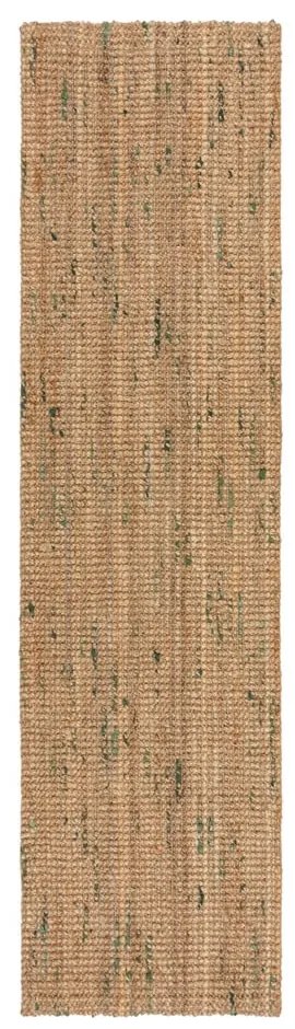 Zöld-natúr színű kétoldalas kézi szövésű juta futószőnyeg 60x300 cm Jute Boucle Green – Flair Rugs