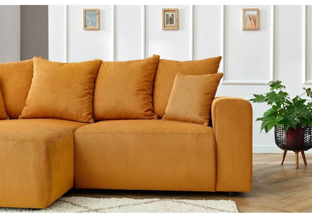 Okkersárga bársony sarokkanapé Enjoy – Bobochic Paris