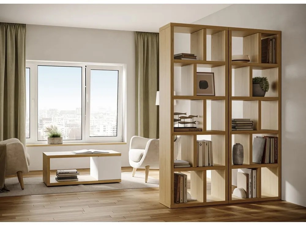 Natúr színű könyvespolc tölgyfa dekorral 70x198 cm Berlin – TemaHome