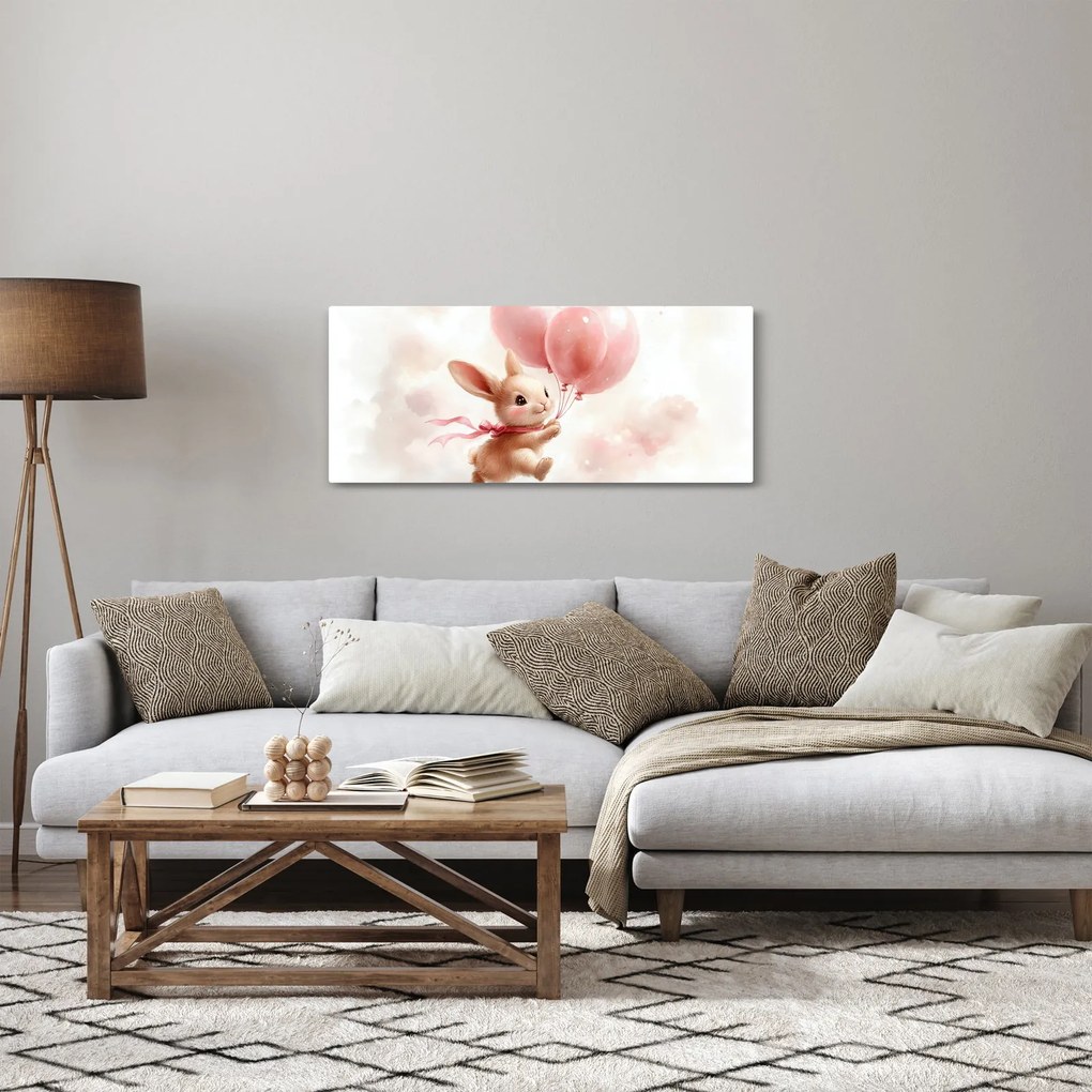 Kép - Nyuszi léggömbökkel (120x50 cm)