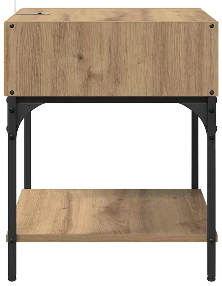 Éjjeli asztal 2 pcs kézműves tölgy 40 x 40 x 50 cm Faanyag