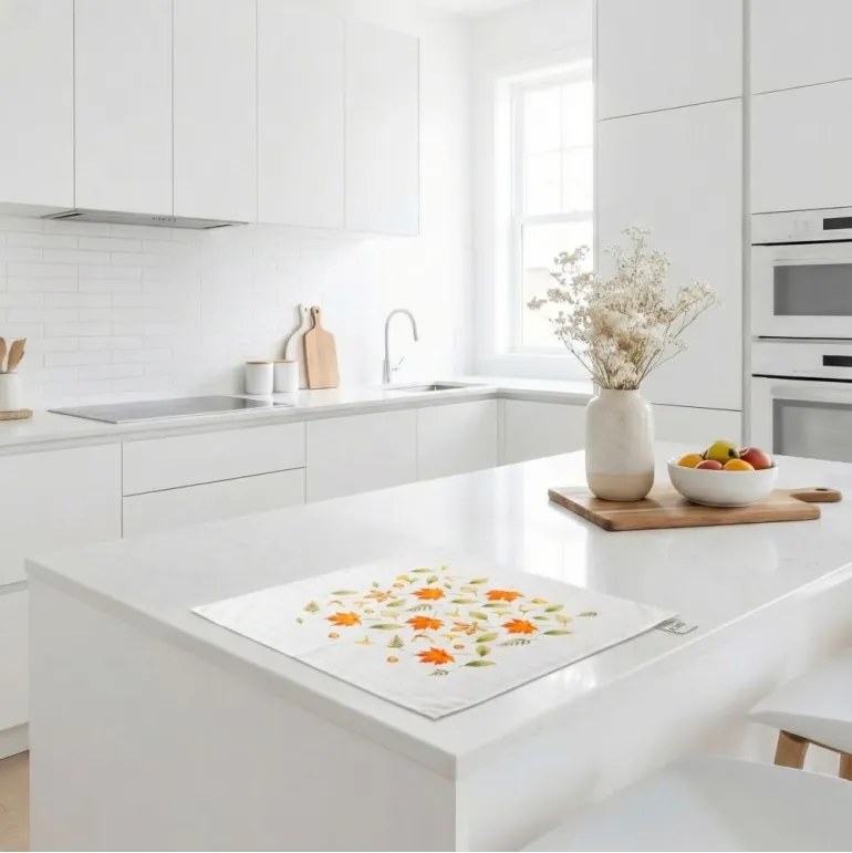 EMI Ősz fehér damaszt terítő 40x40 cm