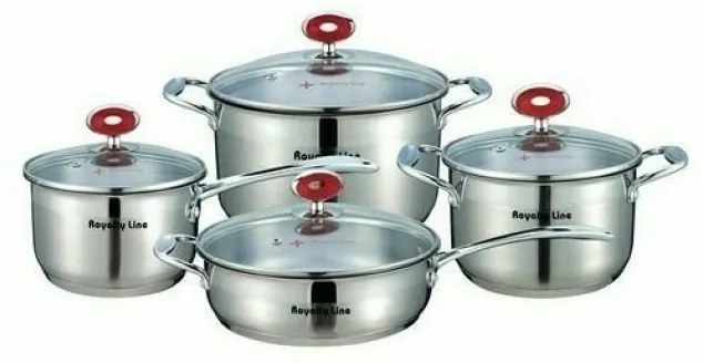 Royalty Line Edénykészlet 8 részes üvegfedővel piros 10739