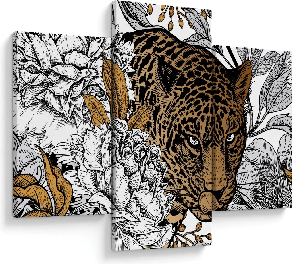 Kép - leopárd a virágok között (90x60 cm)