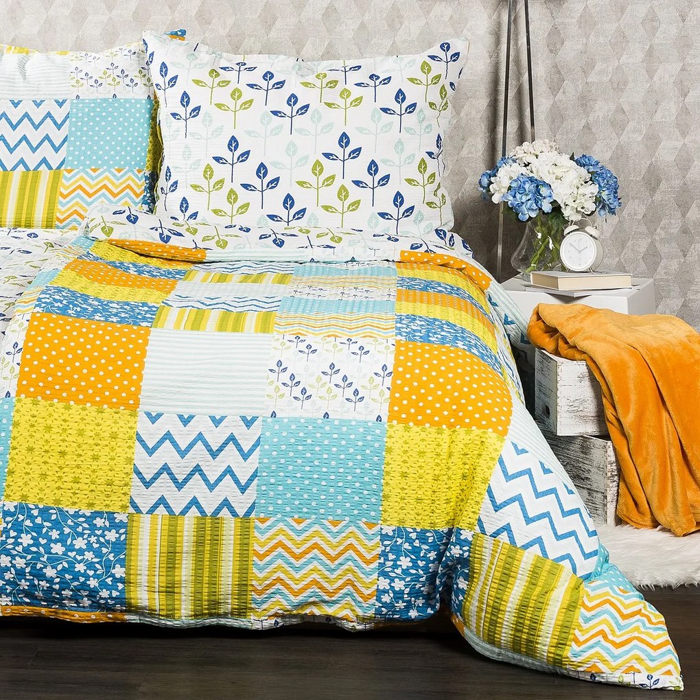 4Home Patchwork blue krepp ágyneműhuzat, 140 x 200 cm, 70 x 90 cm