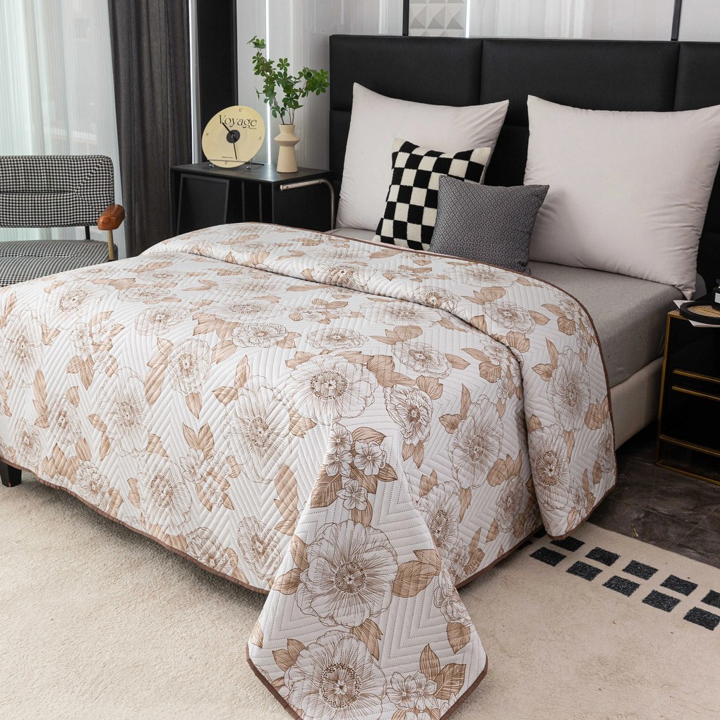 Ágytakaró PETALIS krémszínű / barna Méret: 220 x 240 cm