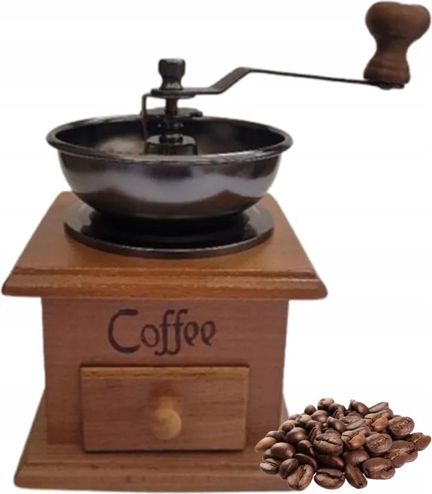 Fa kávédaráló kézi retro