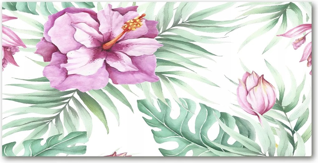 Konyhai panel Hawaii virágok 140x70 cm Ragasztó