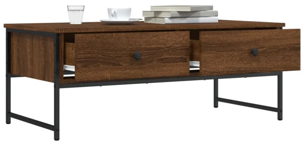 barna tölgyszínű szerelt fa dohányzóasztal 101x49x39,5 cm