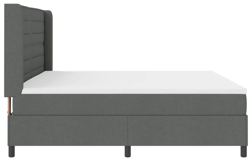 Boxspring Ágy Matraccal és LED Fekete Szürke 200x200 cm Szövet