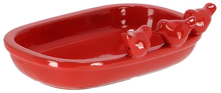 Kerámia madáritató és etető tál, 29 cm, piros
