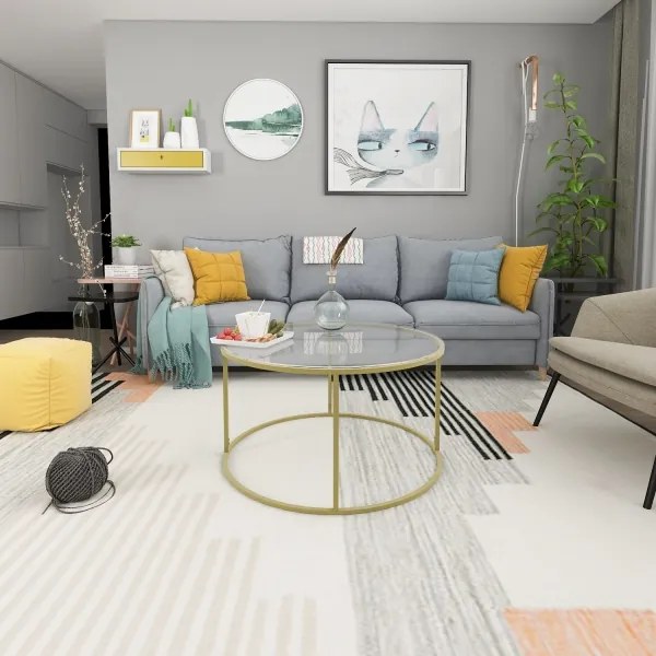 BERLIN konferencia asztal 80x45 cm arany/átlátszó