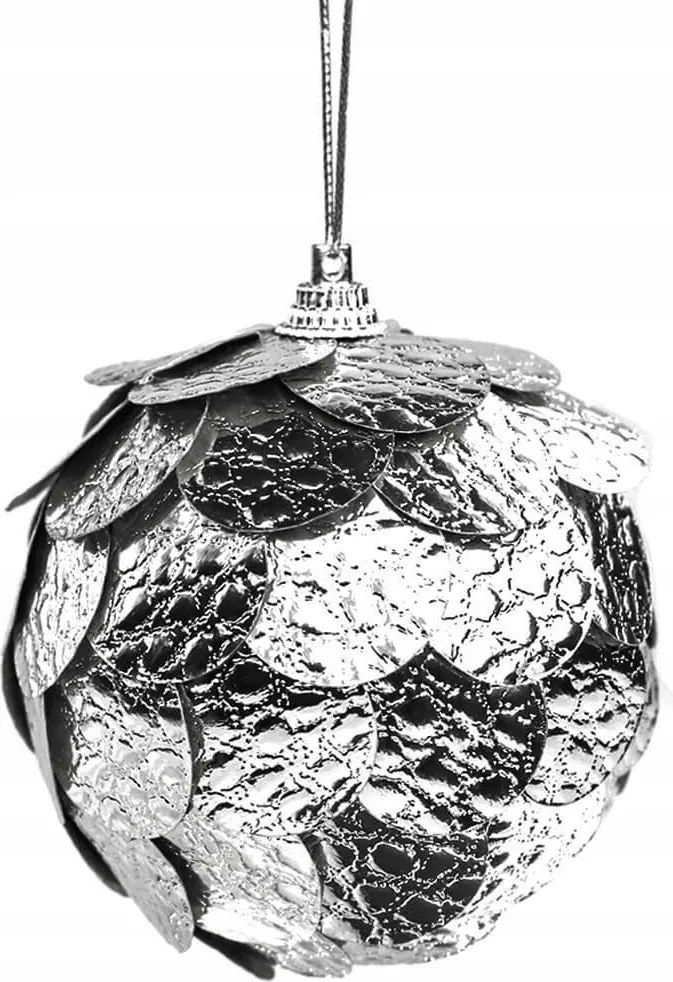 Karácsonyfadísz gömbök ezüst 8cm 3db