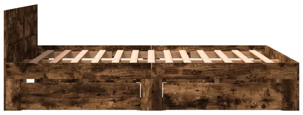 füstös tölgy színű szerelt fa ágykeret fejtámlával 160x200 cm