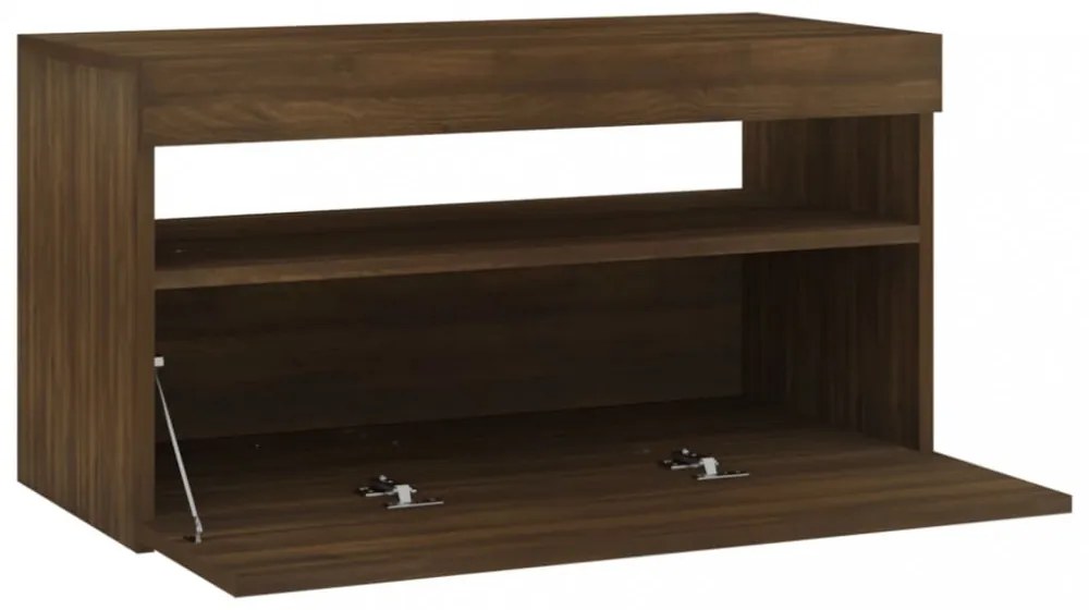 barna tölgy színű TV-szekrény LED-világítással 75 x 35 x 40 cm