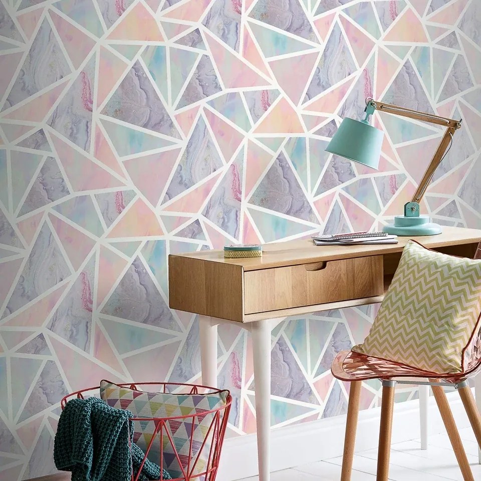 Arthouse Signature 2 Pastel Geo kék-lila geometrikus papír tapéta – 296002