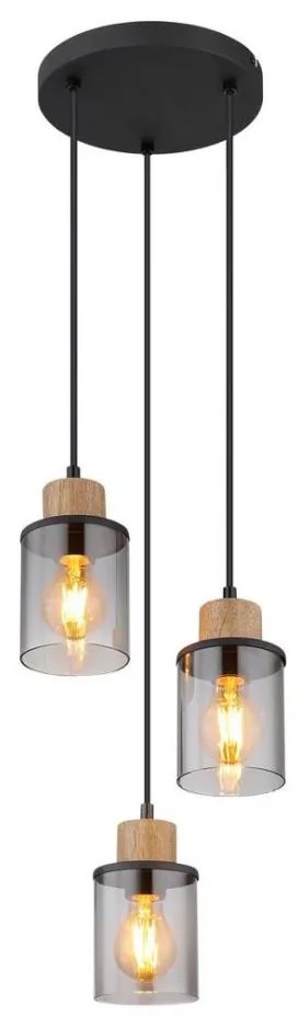 Globo 15707-3HR - Csillár zsinóron REID 3xE27/15W/230V átm. 27 cm tölgy