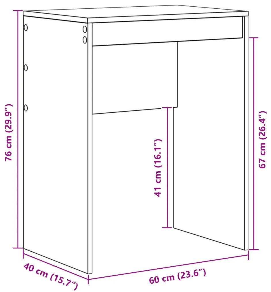Minimalista íróasztal Fehér Forgácslap 60 x 40 x 76 cm Tartós