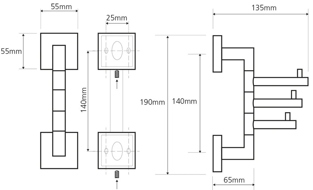 SAPHO XQ204 X-Square forgó háromkaros kilincs,króm