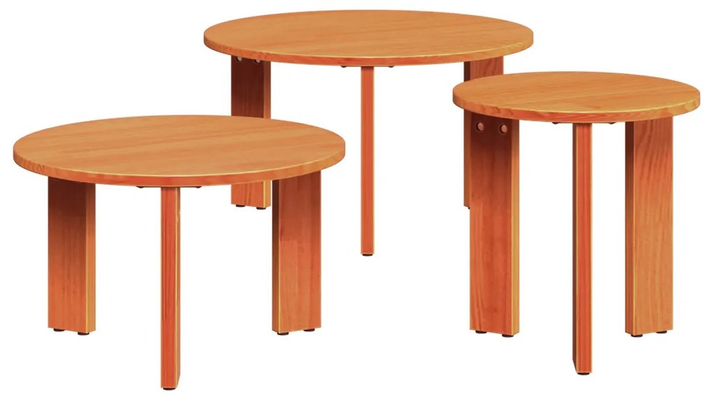 Dohányzóasztal 3 pcs Viaszbarna 47.5 x 47.5 x 27 cm