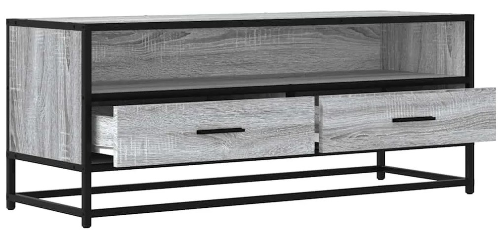 szürke sonoma színű szerelt fa és fém TV-szekrény 100x34,5x40cm