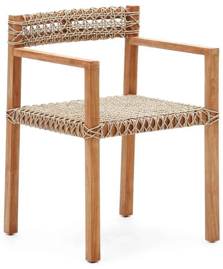 Natúr színű tömörfa-rattan kerti szék szett 2 db-os Giverola – Kave Home