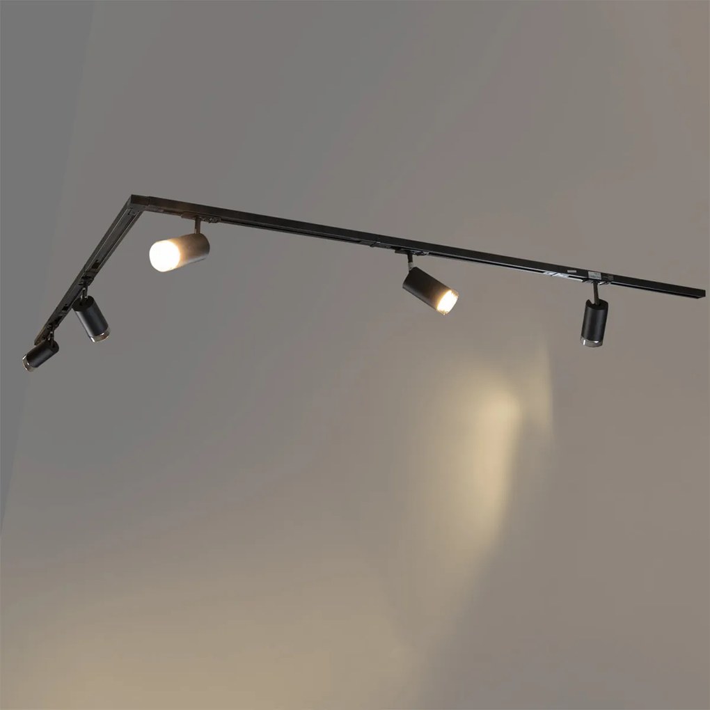 Modern sínrendszer 5 fekete füstüveg spotlámpával, 1 fázisú - Iconic Jeana