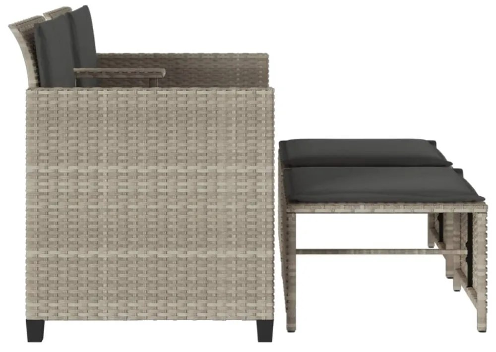 2 személyes szürke polyrattan kerti kanapé asztallal/székkel