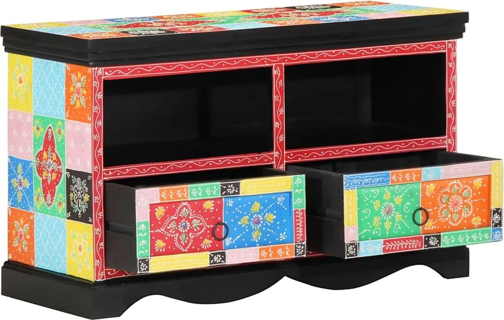 vidaXL TV szekrény fiókkal Sokszínű 80 x 35 x 50 cm Tömör Mangófát