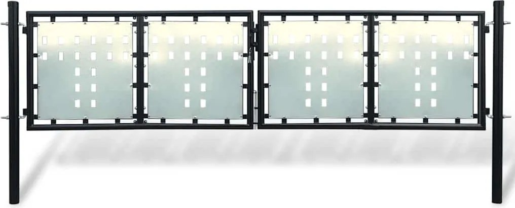 vidaXL fekete, egyszárnyú kerítéskapu 300 x 75 cm