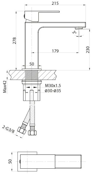 Sapho - CUBEMIX mosdócsaptelep, 27,8 cm, matt arany